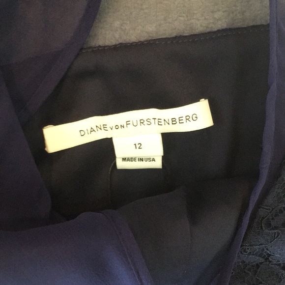 DVF navy blue lace Nisha dress with sheer navy top. - Picture 9 of 16